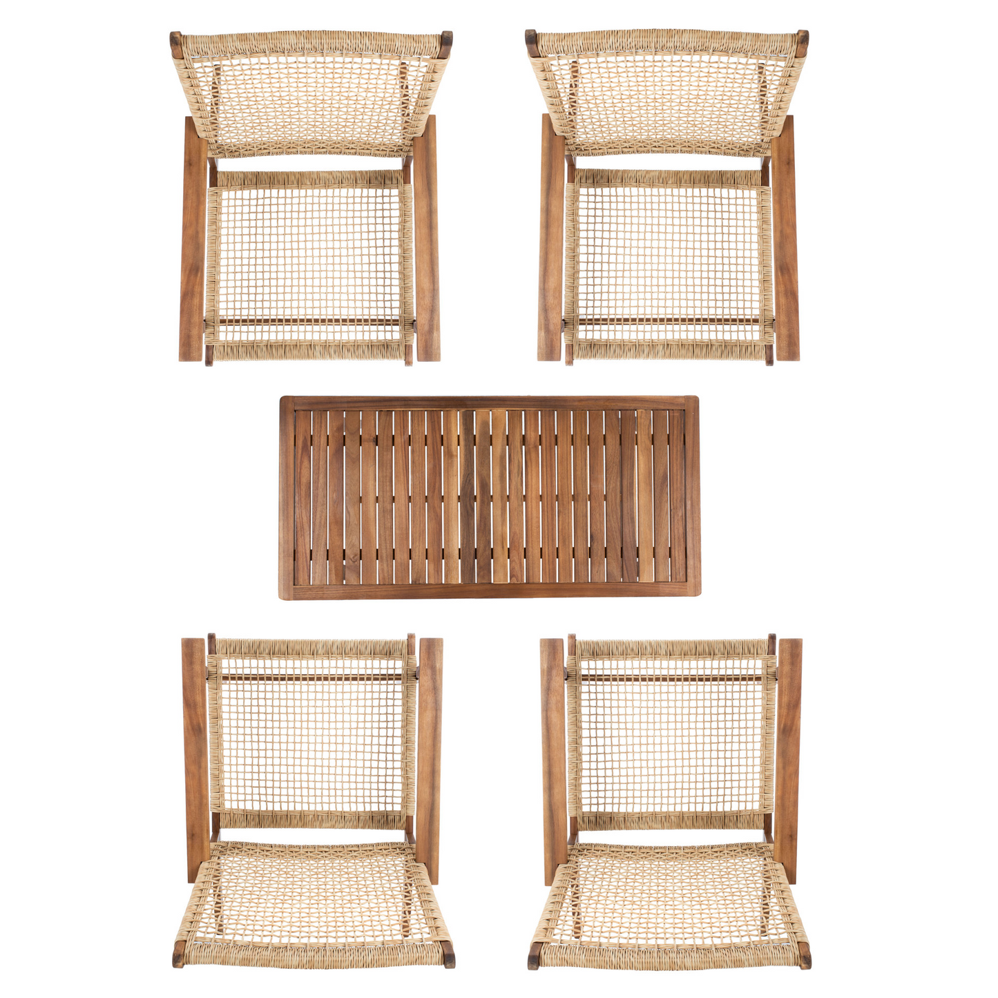 Kismet סט ישיבה לגינה — 4 כיסאות + שולחן קפה | עץ שיטה