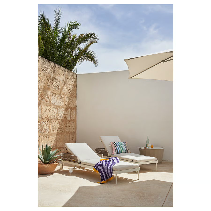 Ischia מיטת שיזוף לגינה עם כרית וגלגלים