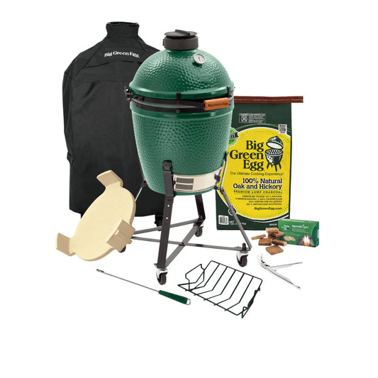 BGE Medium — חבילה מלאה עם מעמד וגריל קמאדו פחמים 38 ס"מ